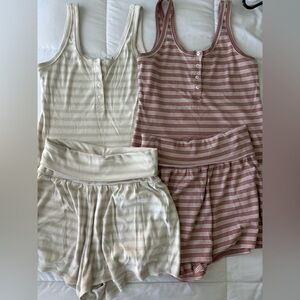 Old Navy Women's Striped Pajama Set - Pink and Cream